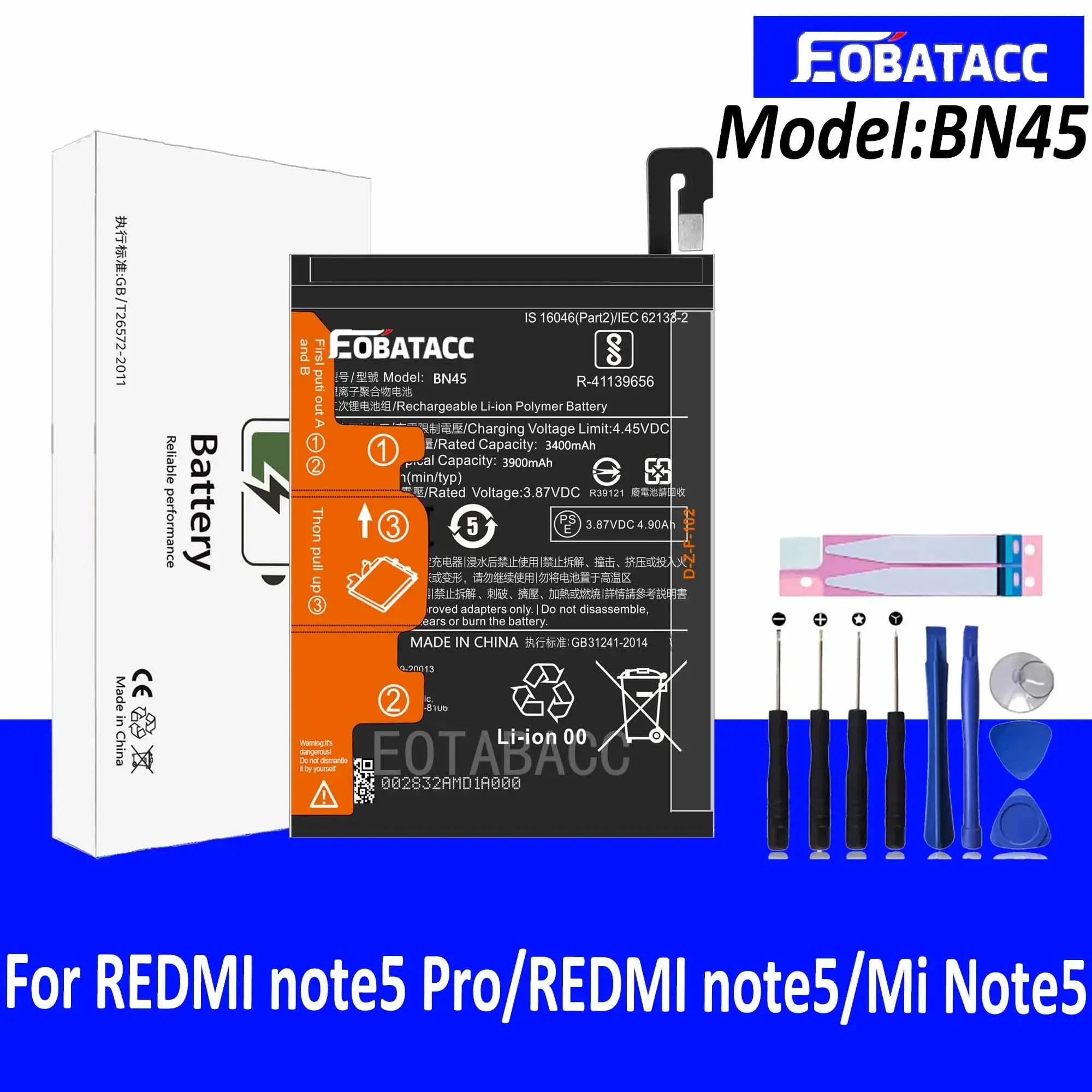 EOTABACC 100% новый оригинальный аккумулятор BN45 для XIAOMI REDMi note 5 Pro/note 5/Mi Note + инструменты