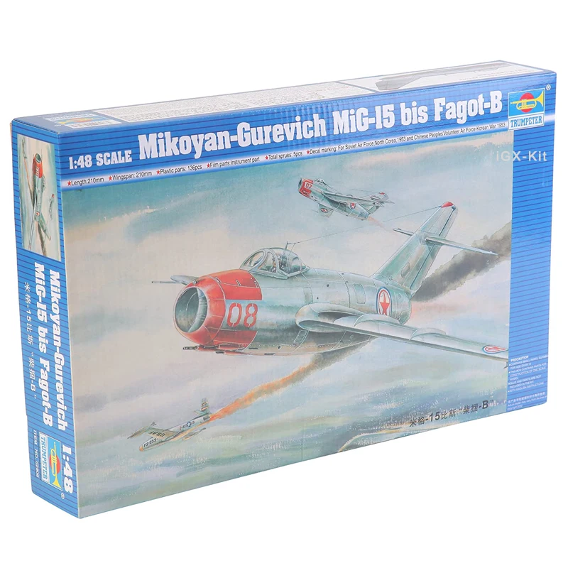 

Trumpeter 1/48 02806 Mikoyan-Gurevich Mig15 MiG-15 Bis Fagot-B боевой самолет пластиковая сборка модель набор для сборки Игрушка