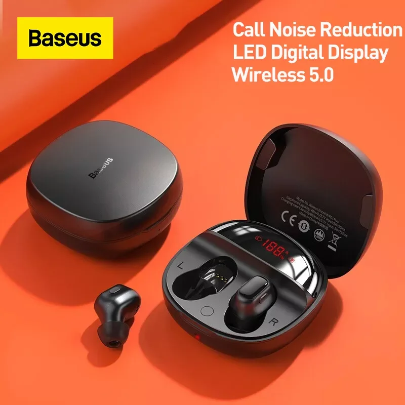 

Беспроводные наушники Baseus WM01 plus, настоящие беспроводные наушники Bluetooth 5,0, TWS наушники со светодиодным цифровым дисплеем, спортивные стереон...