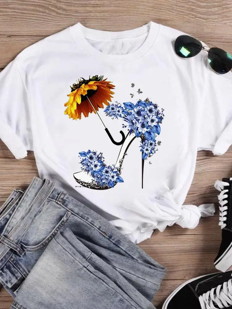 

Футболка женская летняя с коротким рукавом и принтом