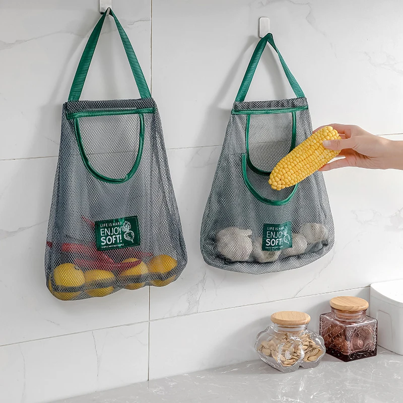 

Multi-purpose Kitchen Hanging Storage Bags Large Capacity Breathable Mesh Bag Vegetable Fruit Holder Kitchen Accessories