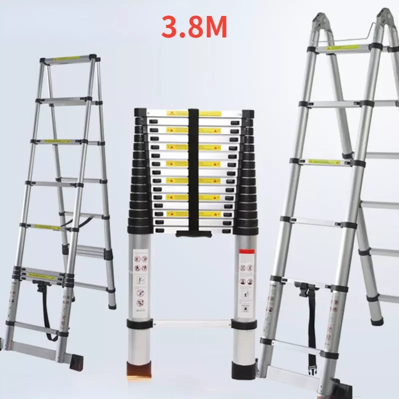 

1.9M＋1.9M Thickened Aluminum Ladders Foldable Telescopic Ladder Safely Extends Herringbone Ladder Space-saving Straight Ladders