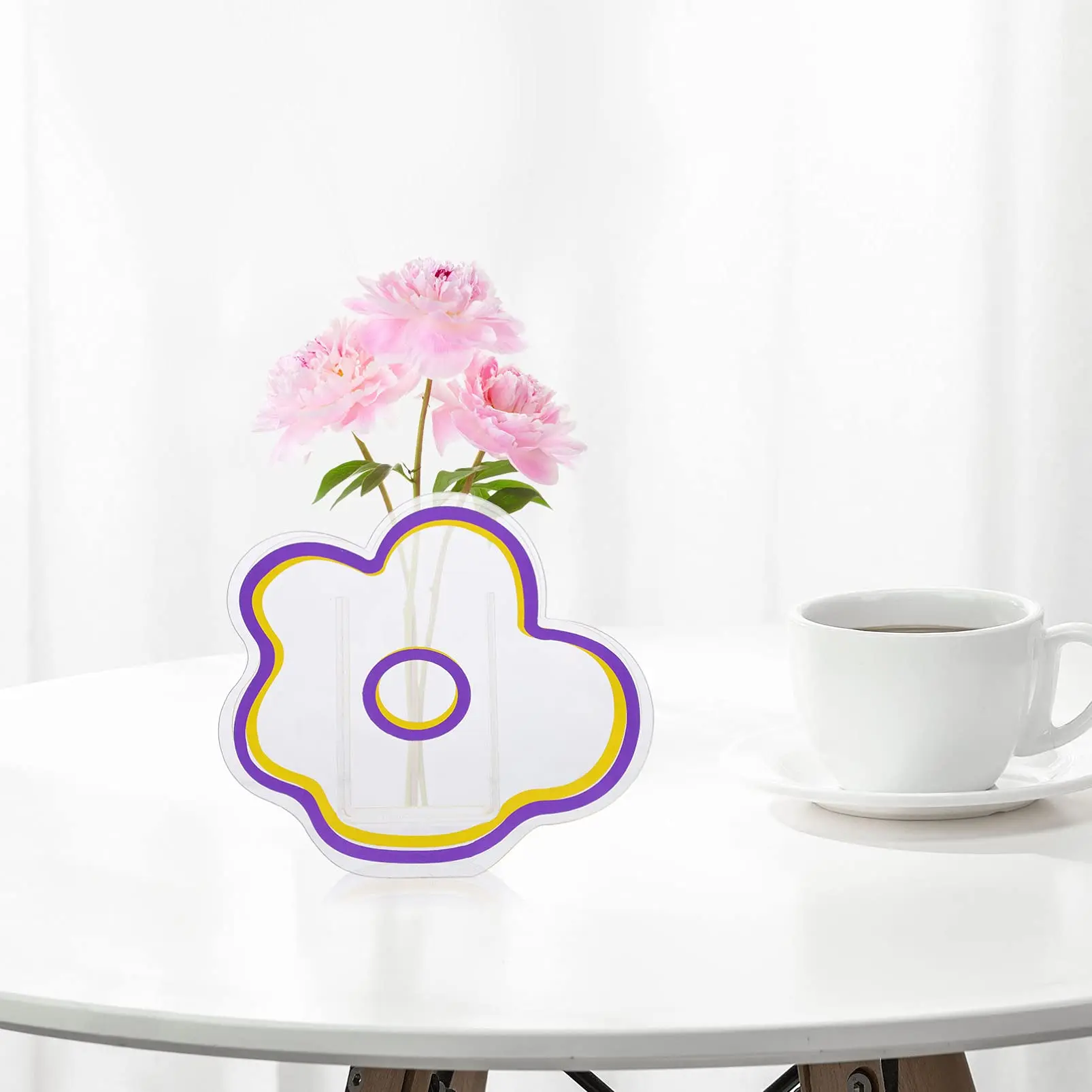 

Fashion Nordic Rainbow Colorful Acrylic Vase Art Geometric Sunlight Sunrise Daybreak Vases for Home Decorations Desktop Decor