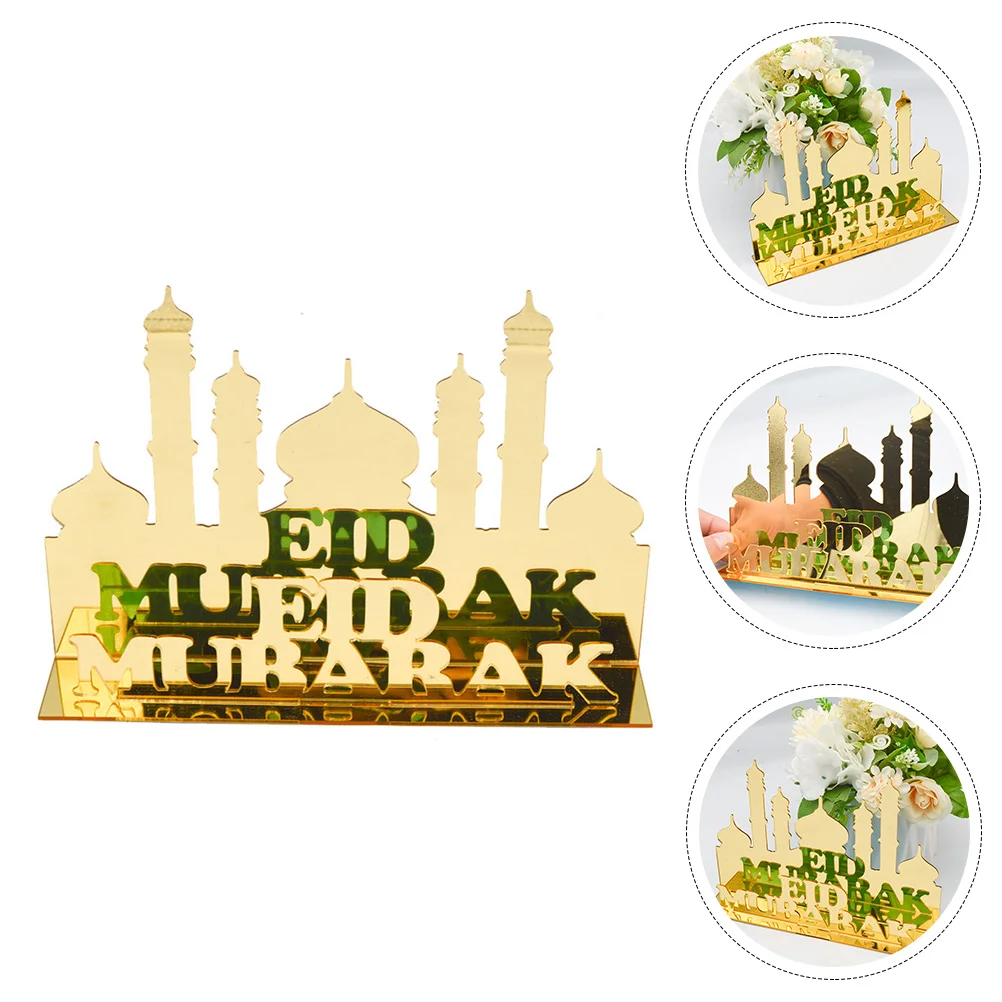 

Ramadan Mubarak Decor Eid Acrylic Ornament Craft Lamp Festival Lights Sign Decoration Adornment Table Themed Centerpiece Mirror