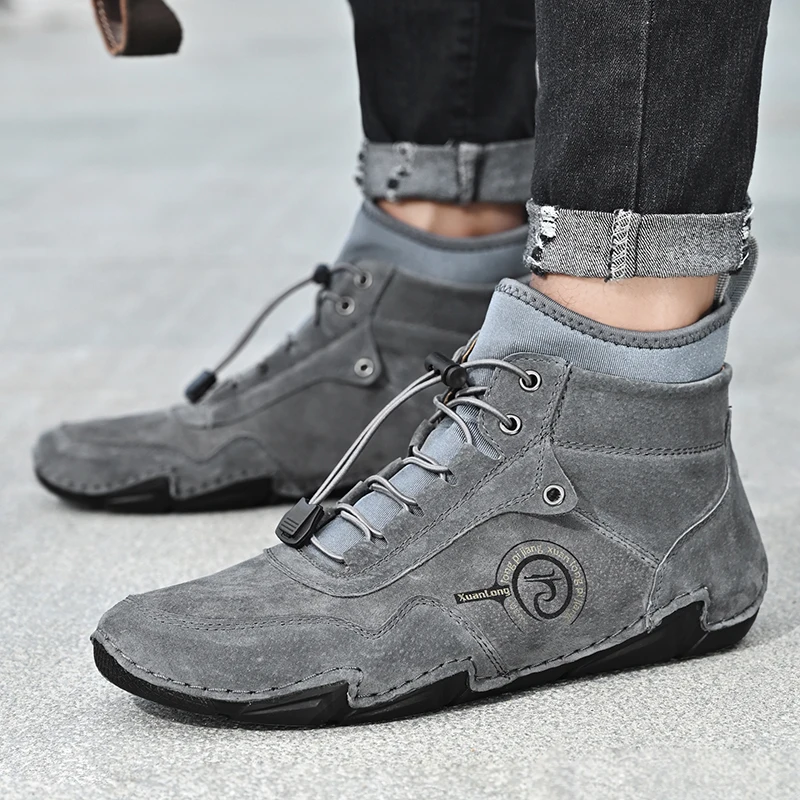 Мужские повседневные зимние ботинки натуральная кожа мягкая подошва