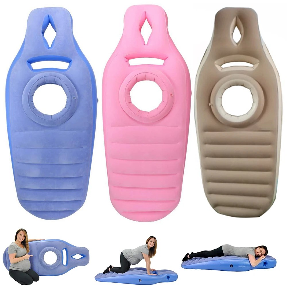 

Yoga Mat for Pregnant Women Comfortable Flocking PVC Inflatable Mattress with Hole Exercise Home Sports Gym Fitness Pilates Pads