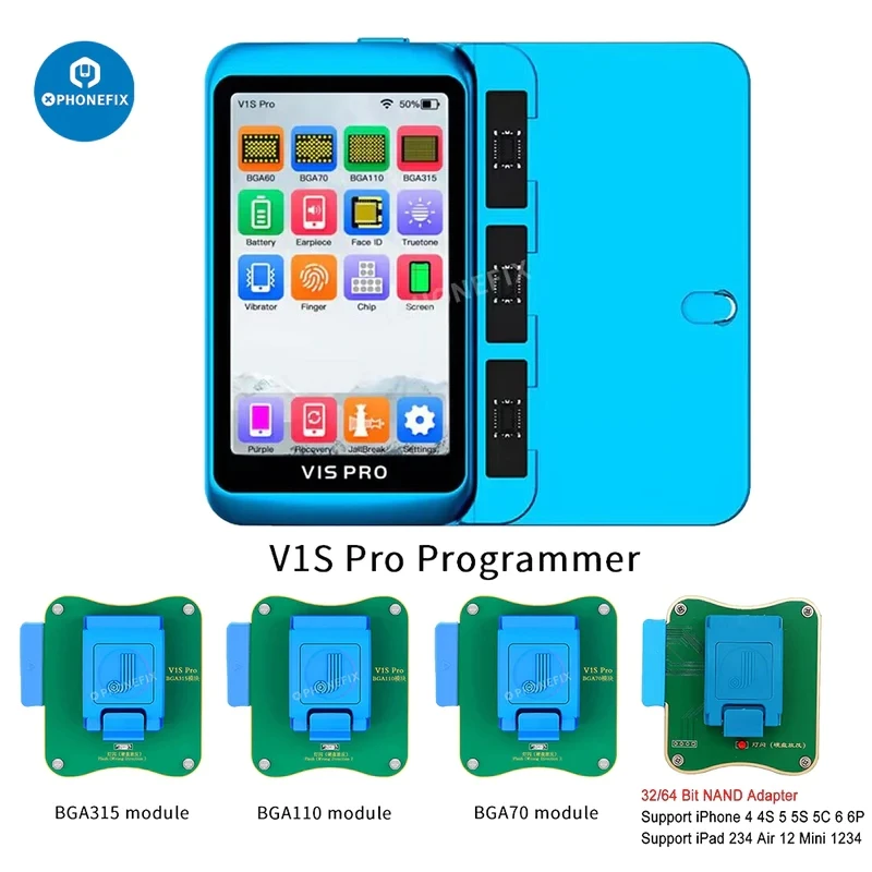 JC V1S PRO Programmer with BGA315 BGA110 BGA70 BGA60 Socket for iPhone 6-14 Pro Max EEPROM Data Nand Flash Read Write and Format