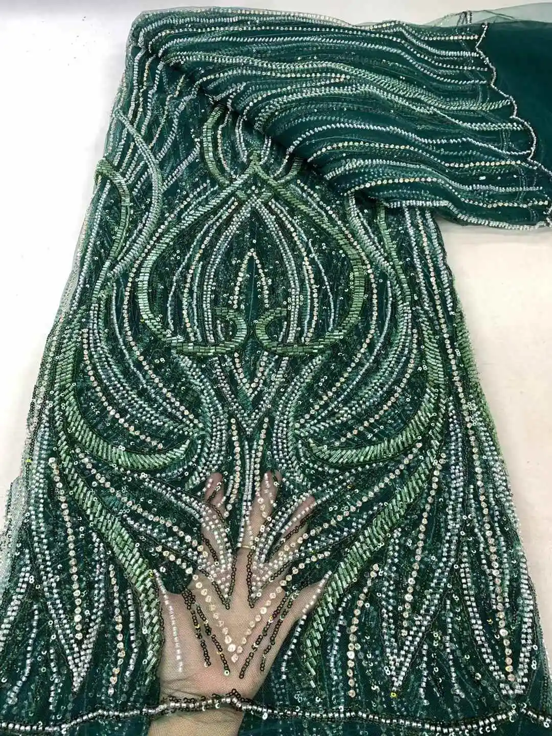 Новейшая африканская кружевная ткань с бисером белая вышивка французская сетка