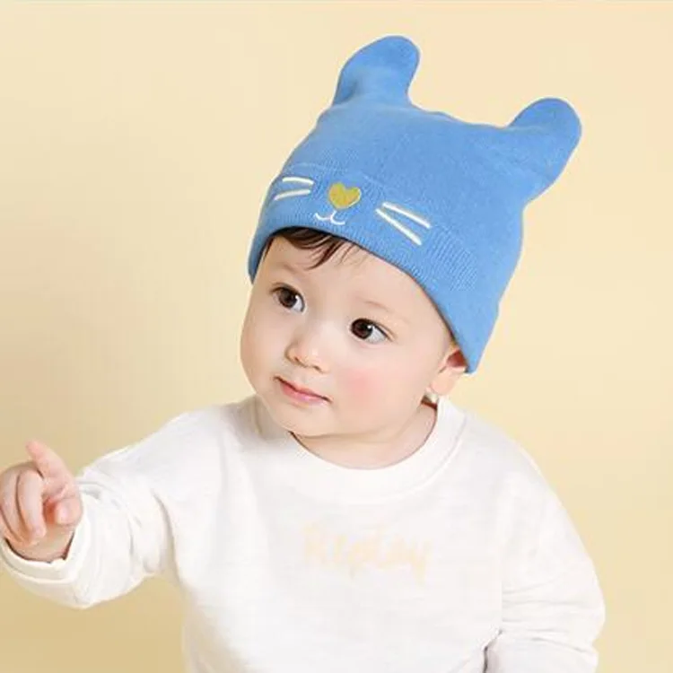 Baby Hat Winter Milk Boy  Baby Caps Boy Warm Knitted Newborn Hats Infant Girls Cartoon Cat Ear