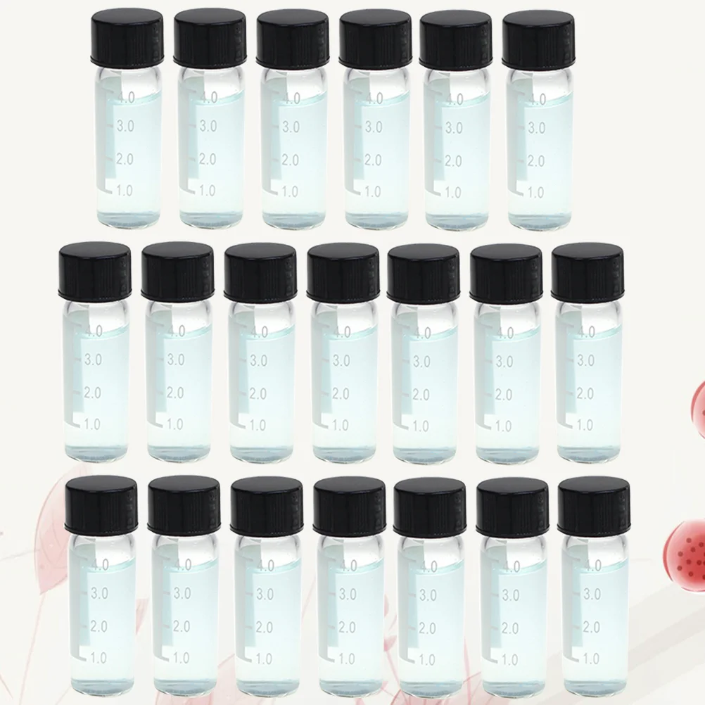 

20pcs 4ml Screw Neck Chromatography Vial with Black Solid Lid and Septa with Scale Reagent Serum Storage Bottle Laboratory