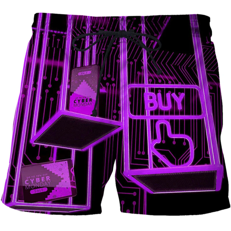 AI technology pattern Summer Shorts male Cool 3D Print Men's swimming trunks Beach Shorts Fun board shorts Men's clothing