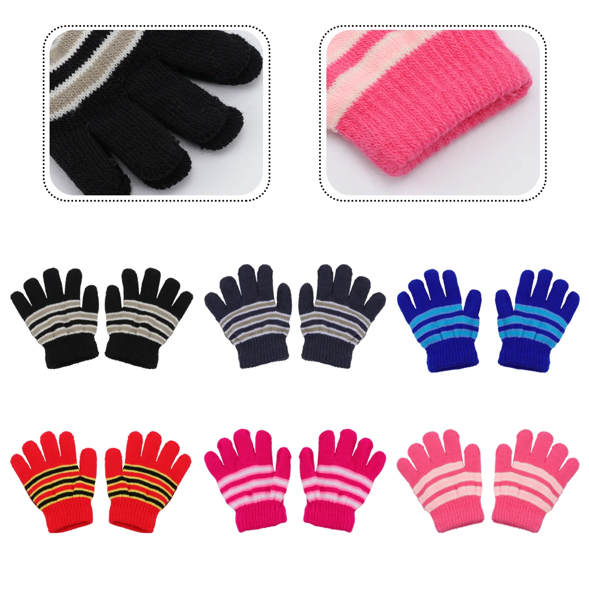 

Gloves Kids Winter Mittens Toddler Ages Mitten Warm Full 56 2 Knitted 4 10 Year Old Boys Stretchy Fingers Striped Girls