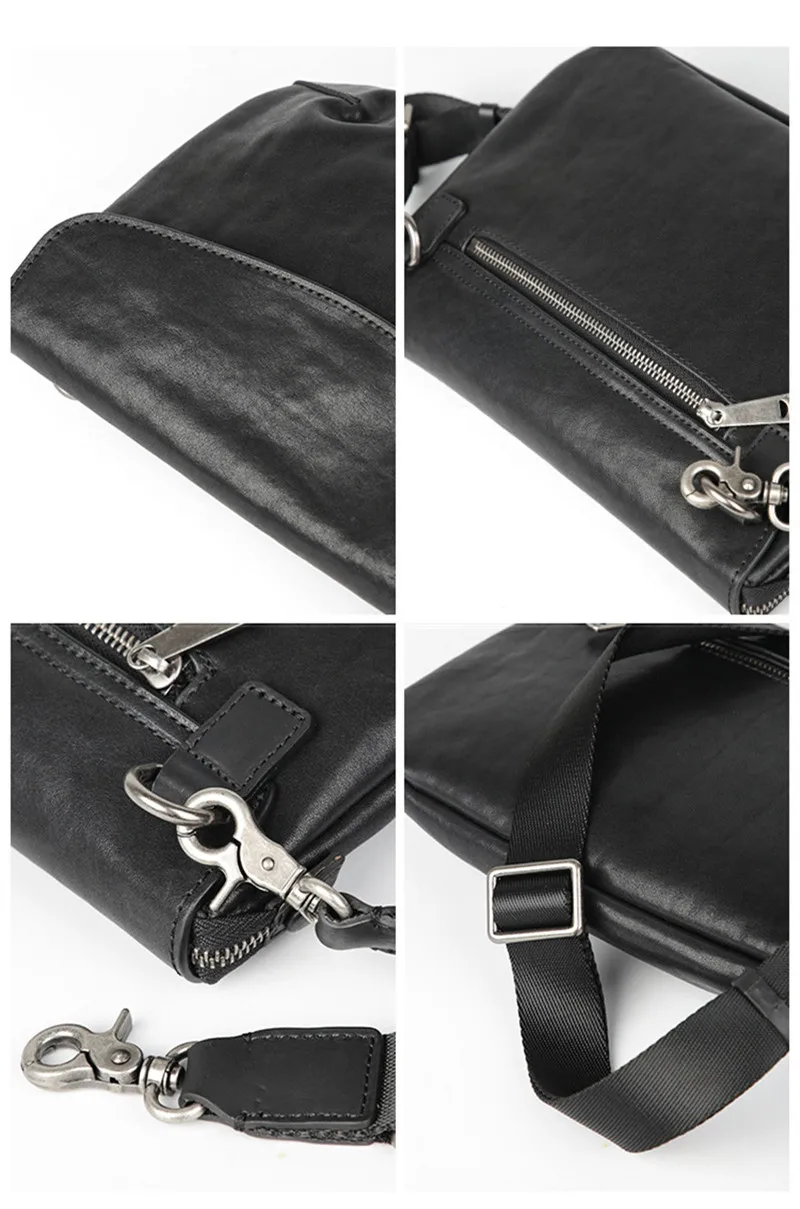 PNDME casual high-quality genuine leather men's crossbody bag designer luxury outdoor daily real cowhide black shoulder bag