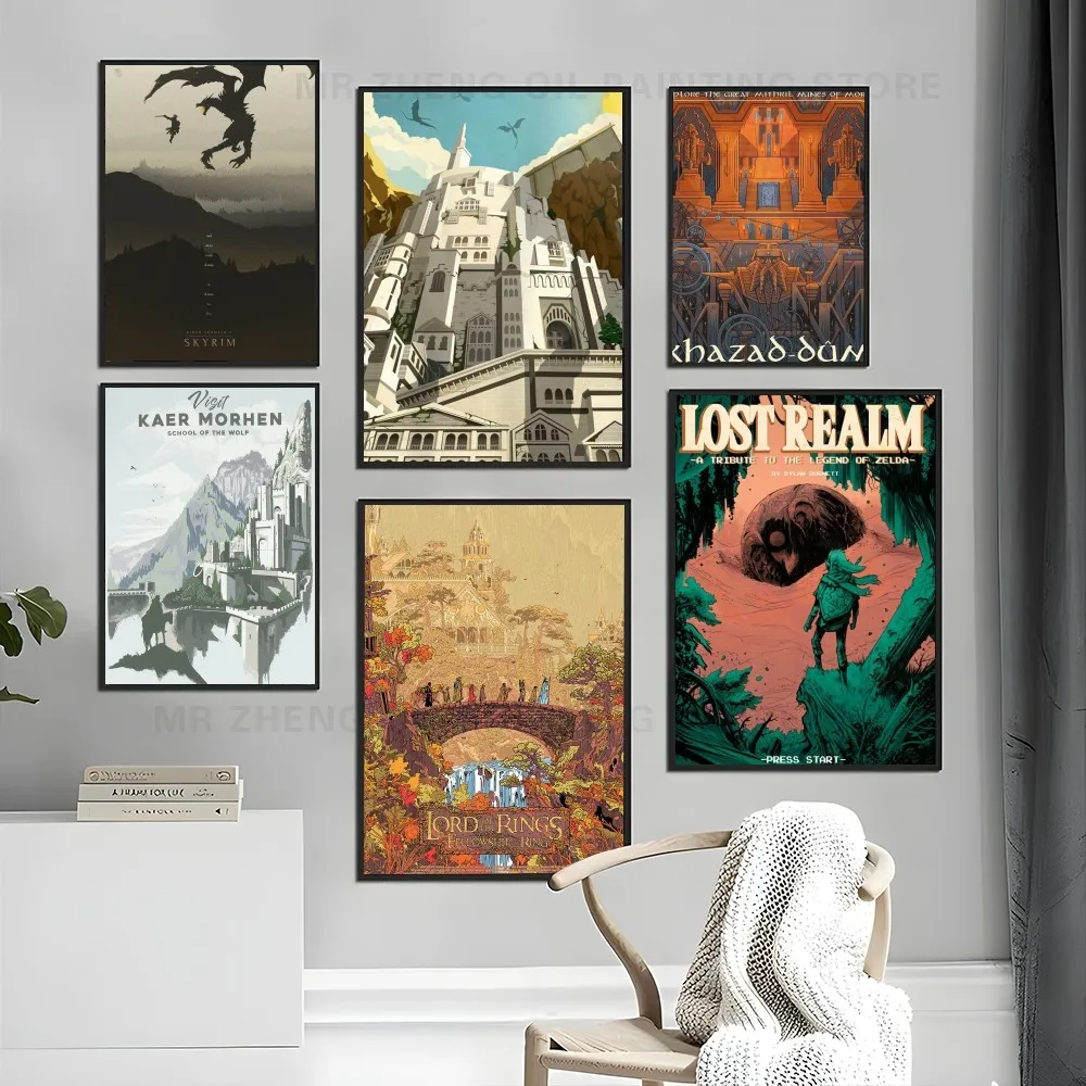 Замок Мордора Лорд Волшебный плакат Стикер Настенное искусство Домашний декор