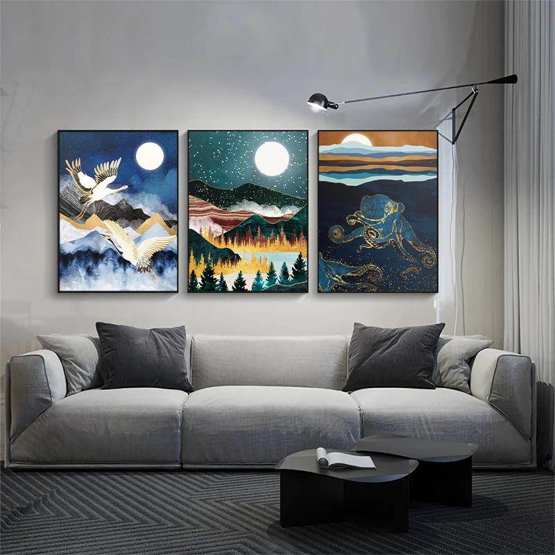 Элегантный полет Холст Картина подводная мечта постер и печать Горный пейзаж