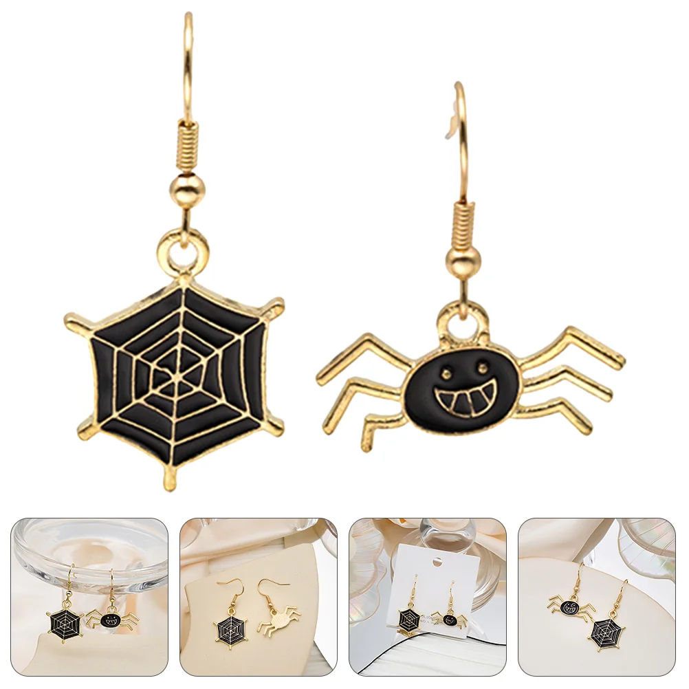 

1 Pair Hooks Creative Festival Earrings Spider Web Jewelries