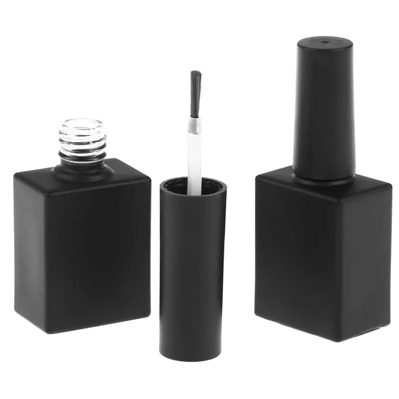 

10/15ML Empty Nail Polish Bottle With Brush Black Frosted Glass Travel Cosmetic Containers DIY Art Nail Gel Refillable Bottles