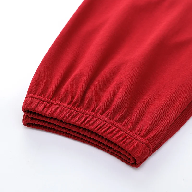 2025 Spring and Autumn New Red Pure Cotton Couple Pajamas Women Wedding Long sleeve Trousers Home Wear Set |