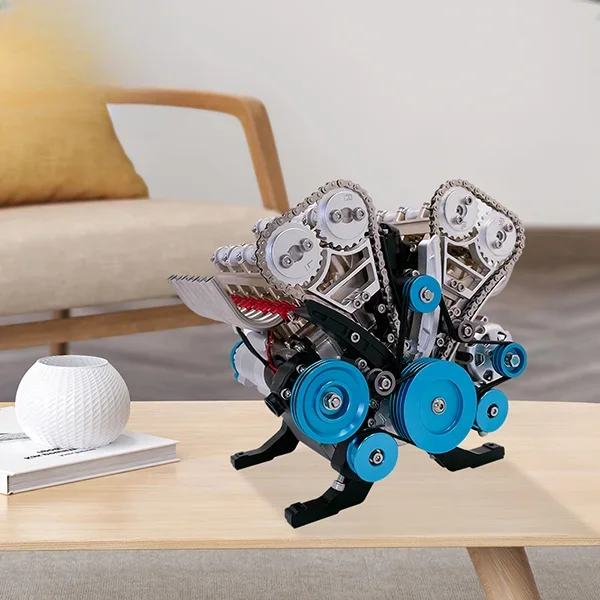 Металлический 8-цилиндровый двигатель V8 собранная модель автомобиля можно