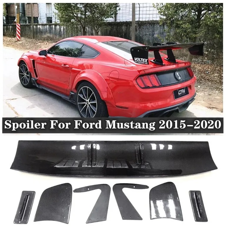 

High Quality ABS Resin & Carbon Fiber Rear Trunk Lip Spoiler Wing Fits For Ford Mustang 2015-2020