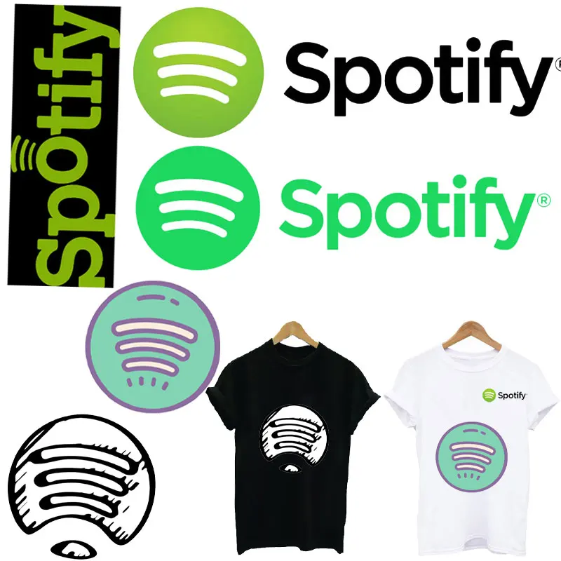 

Spotify Music Letters Application Patch Clothing Thermoadhesive Patches on Clothes Iron-on Transfers Custom Stickers Appliques