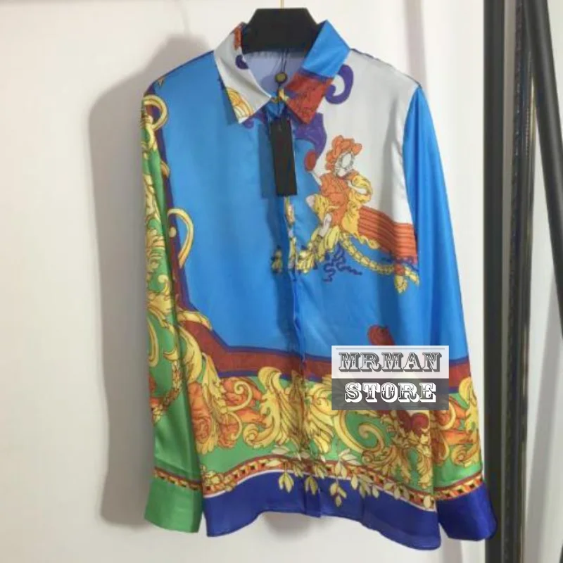 

2022 spring high-end designer fashion womens tops clothes branded vintage print long sleeve blouse button up women shirts ~Ve29