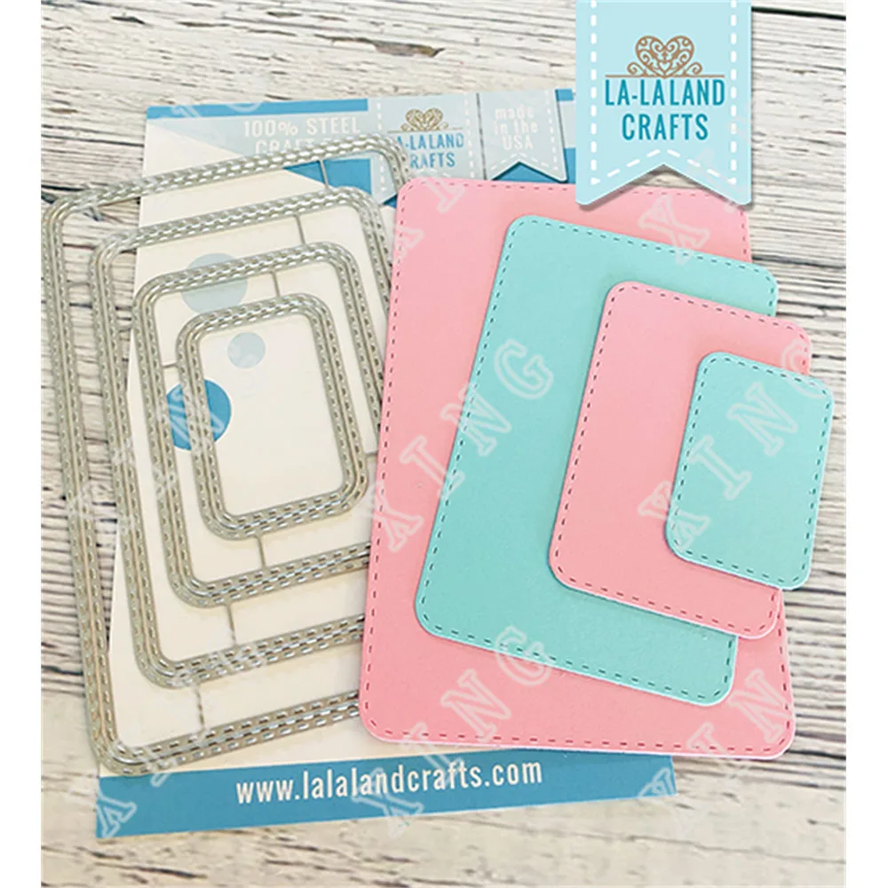 

2022 Rounded Stitched Rectangles Cutting Dies Diy Craft Paper Greeting Card Diary Album Scrapbooking Decoration Embossing Molds