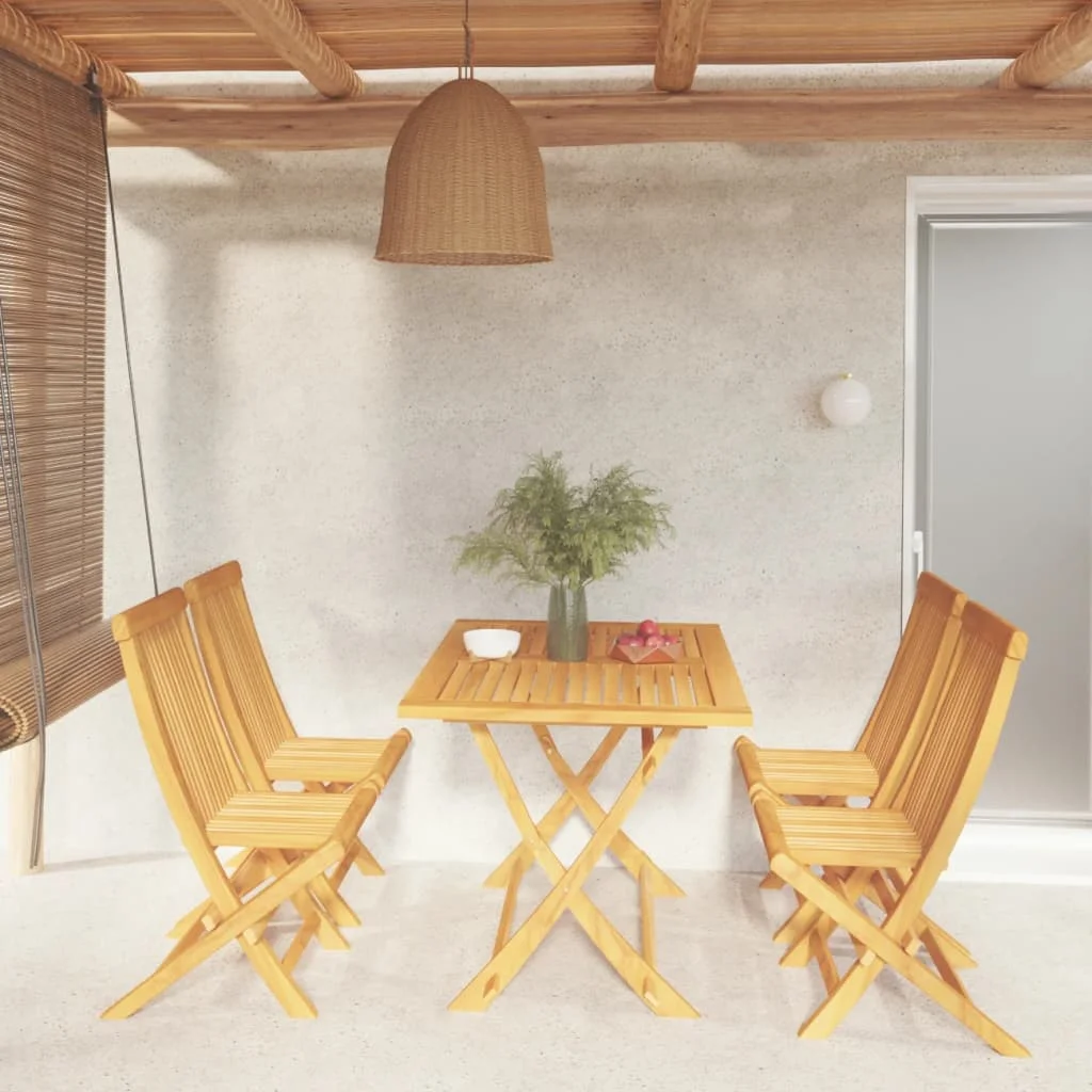 

5 Piece Garden Dining Set,Patio Table and Chair Set, Solid Teak Wood