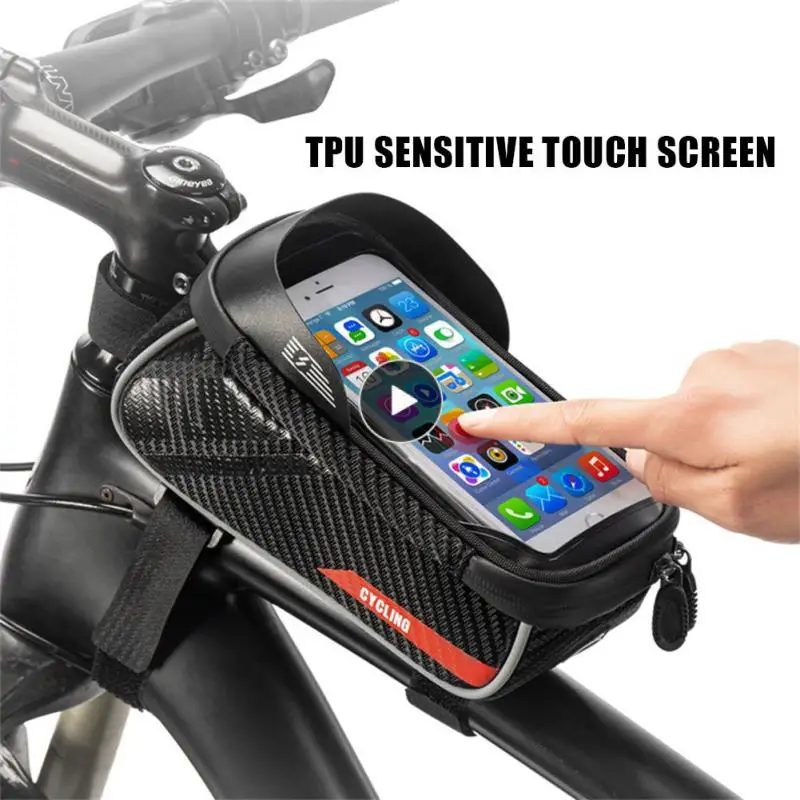 

Touch Screen Mountain Bike Upper Pipe Bag Anti-splashing Waterproof Bicycle Packet Eva Two-way Zipper Riding Bag