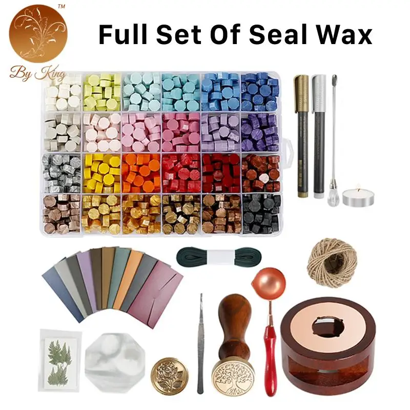 

Retro Octagonal Sealing Wax Seal Set Sealing Stamp Kit Envelope For DIY Wedding Invitation 24 Colors Wax Beads Paint Sealing Wax