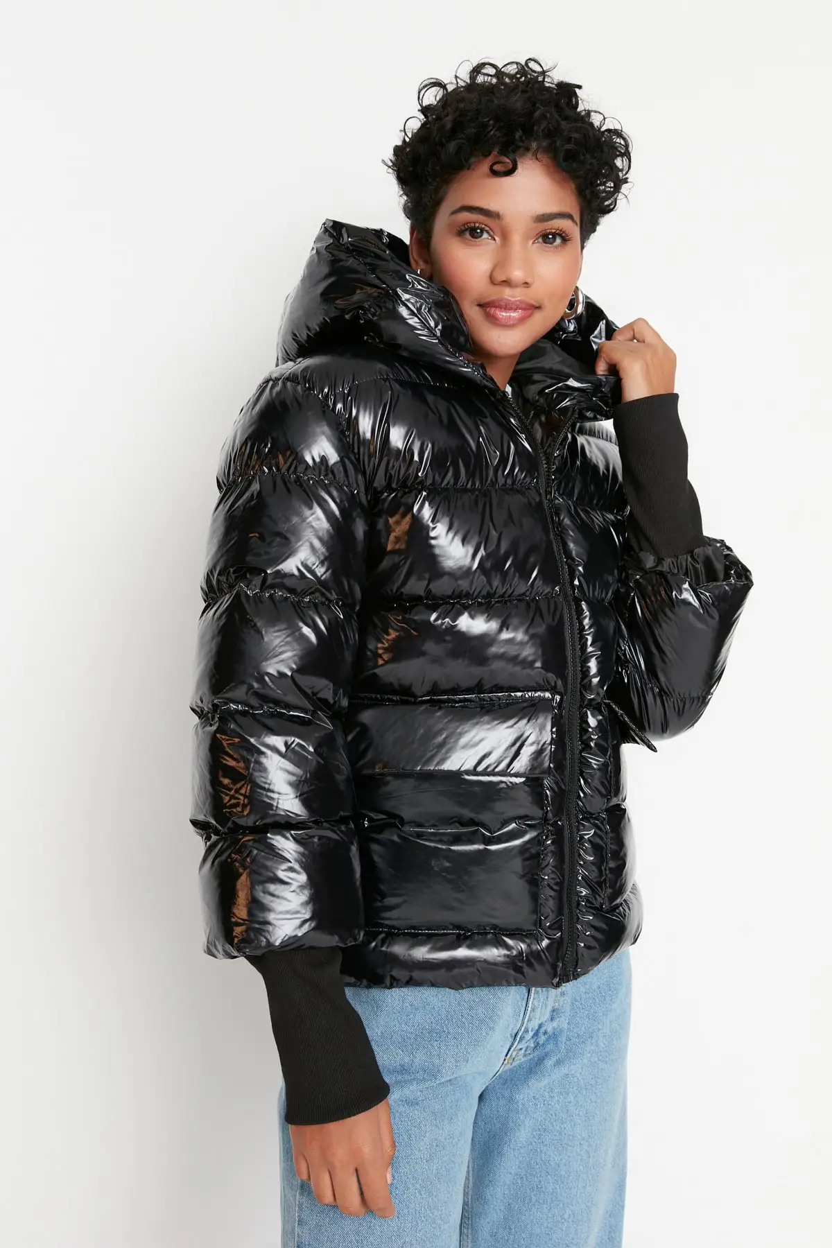 

Black Ribana Detaylı Bright Inflatable Coat TWOAW20MO0014 Personalized Design