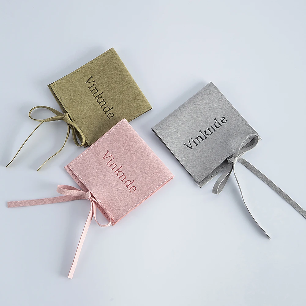 Personalized Logo Microfiber Jewelry Small Gift Bag Wedding Favors For Guests Bulk 100 Eyelashes Lipstick Cosmetic Organizer Ba