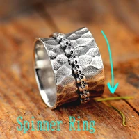 gothic skeleton skull fidget spinner rings for women men anti stress anxiety ring rotate skull spinning ring vintage jewelry