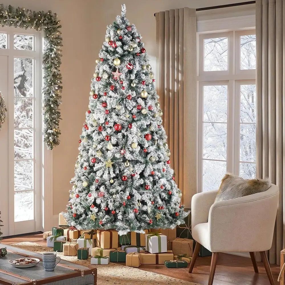 

Рождественская елка 9 футов, 2094 ветвей, зеленый Флокированный материал из ПВХ, 900 огней, теплый цвет, четыре цвета, 8 режимов, пульт дистанционного управления