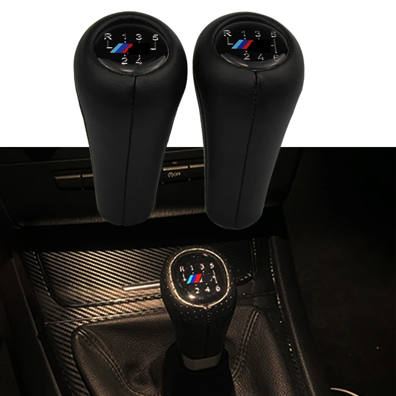 

1Pc Car Gear Shift Knob Leather For BMW 1 3 5 6 Series E30 E36 E39 E46 E60 E81 E82 E87 E90 E53 E84 E83 5/6 Speed X1 X3 X5 M