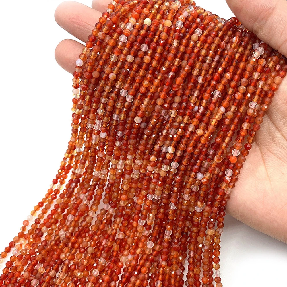 

Natural Stone Red Agate Beads Faceted Gem 2mm 3mm 4mm Bead Jewelry Making DIY Necklace Bracelet Earring Accessories Agate Beads