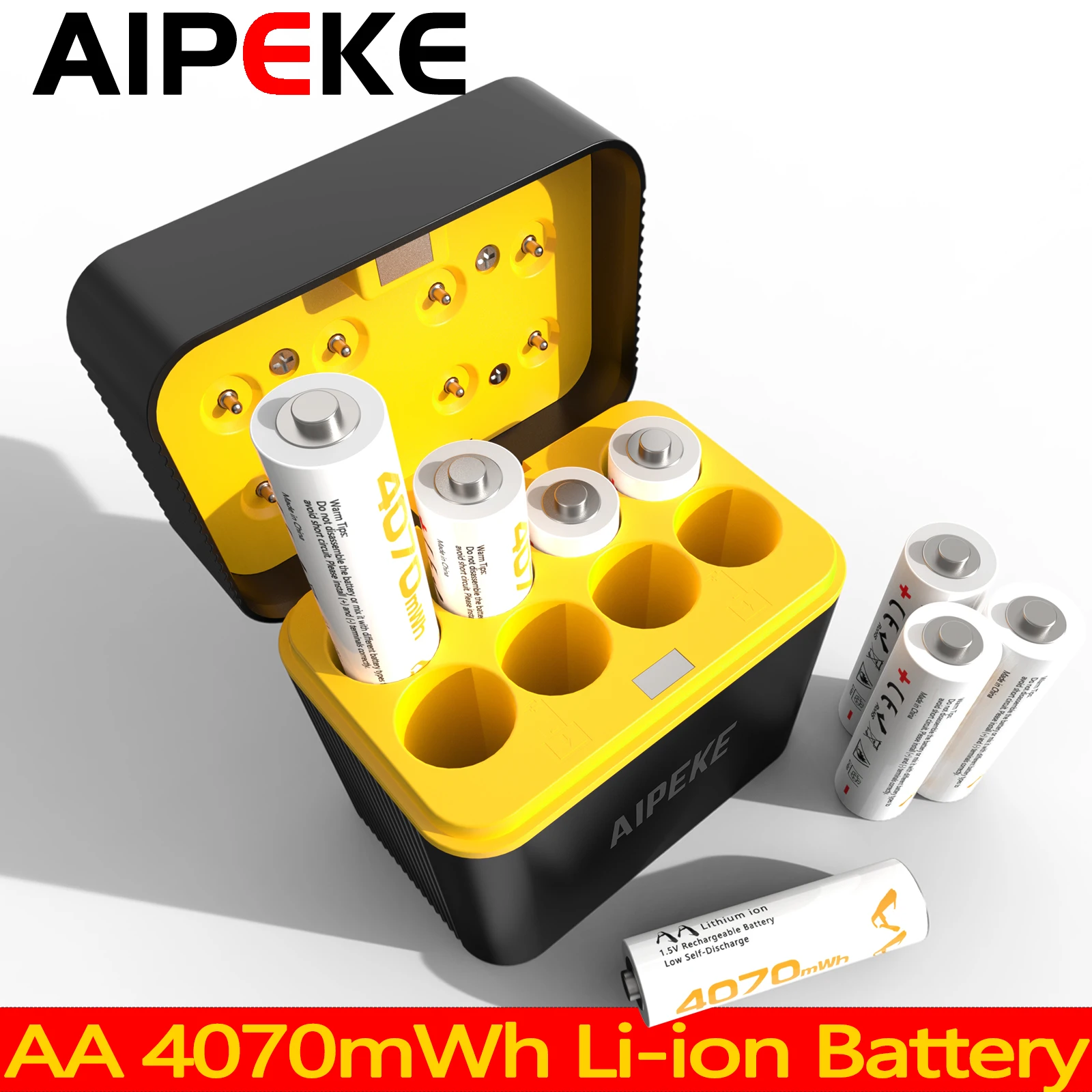 Фото Аккумуляторы AIPEKE 1.5V 4070mWh AA, перезаряжаемые литиевые батареи, зарядное устройство AA для камеры, геймпада, GPS, игрушек, мыши №1