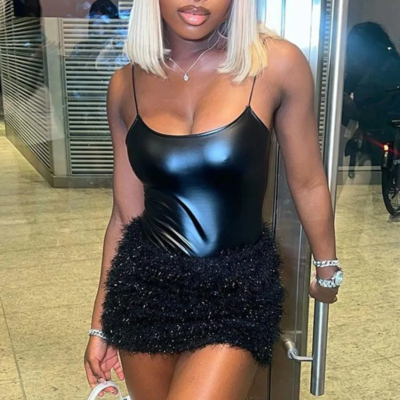 

Cover Up Beach Bikini Swim Dress Summer Outfit For Women 2023 African New Sexy Backless Sling Black Short Skirt High Waist Solid