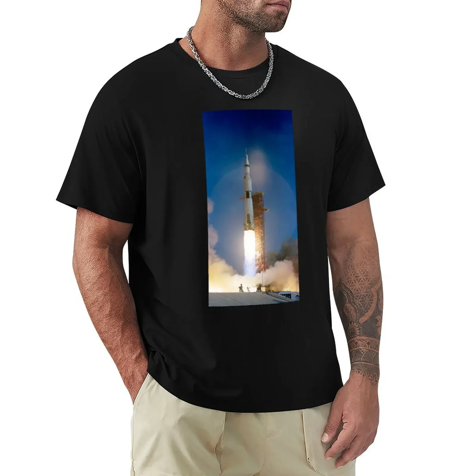 Винтажная футболка с изображением Сатурна V дешевые вещи модные рубашки мужские