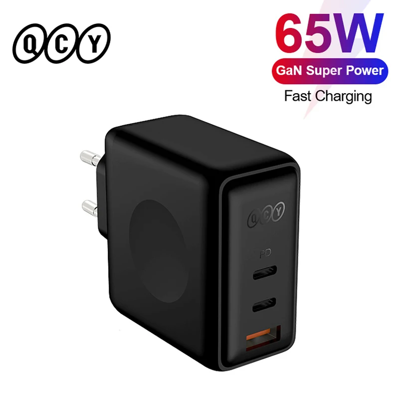 

Сетевое зарядное устройство QCY с 3-мя USB-портами и поддержкой быстрой зарядки, 65 Вт
