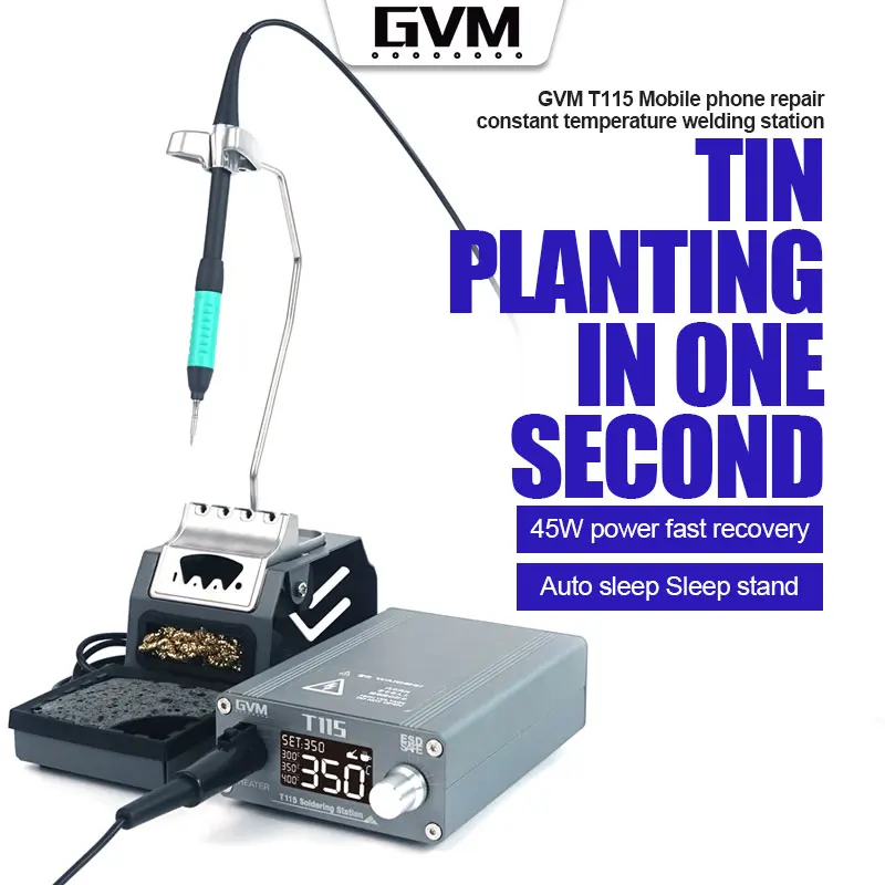 

GVM T115 precision constant temperature soldering station LCD display automatic sleep 1 second tin strip C115 soldering iron tip