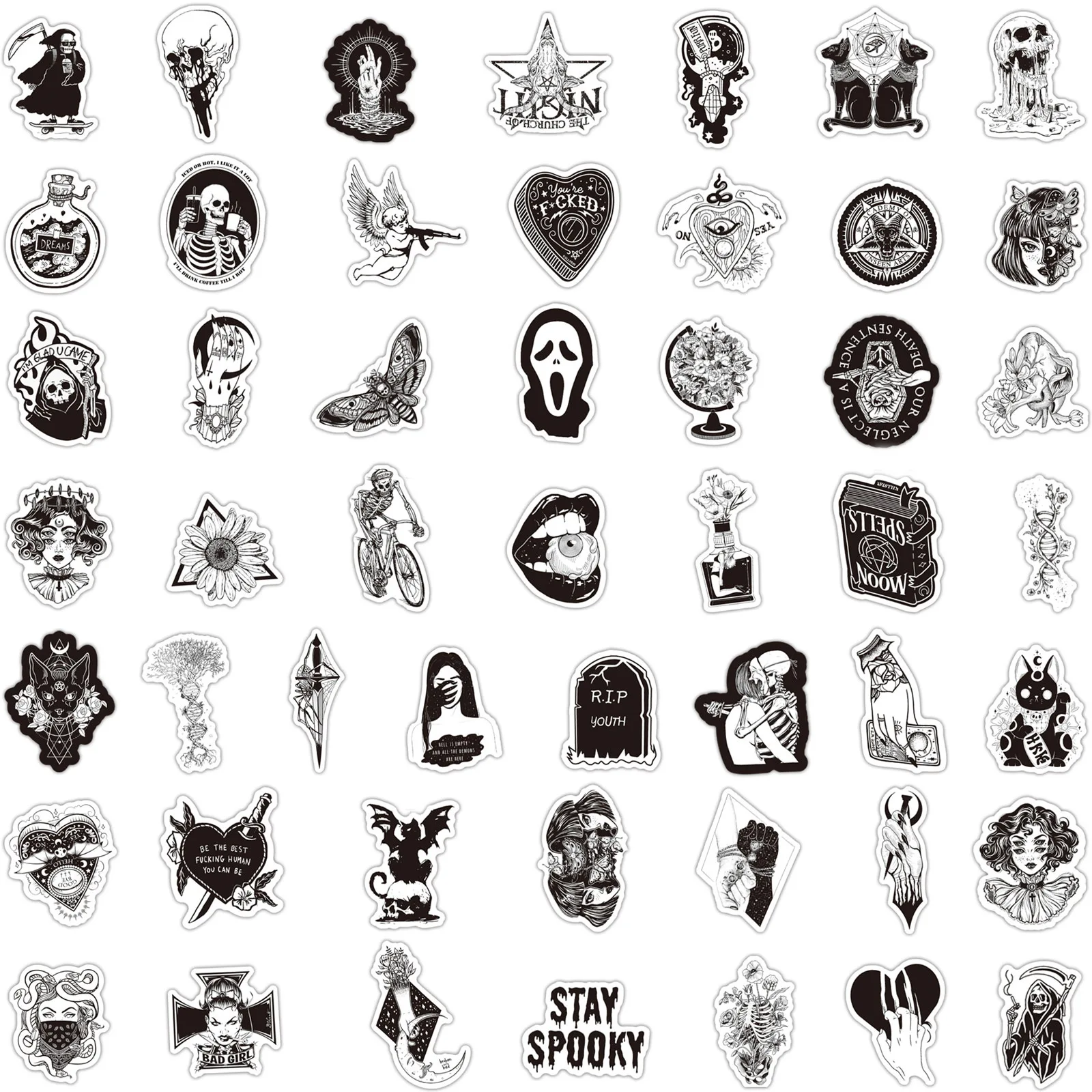 Наклейки в готическом стиле и наклейки с произведениями искусства 100 шт.