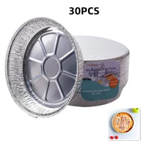 30 pcs 8 inch disposable round aluminum foil takeaway packaging bbq food tray container non stick baking pan recyclable foil pan