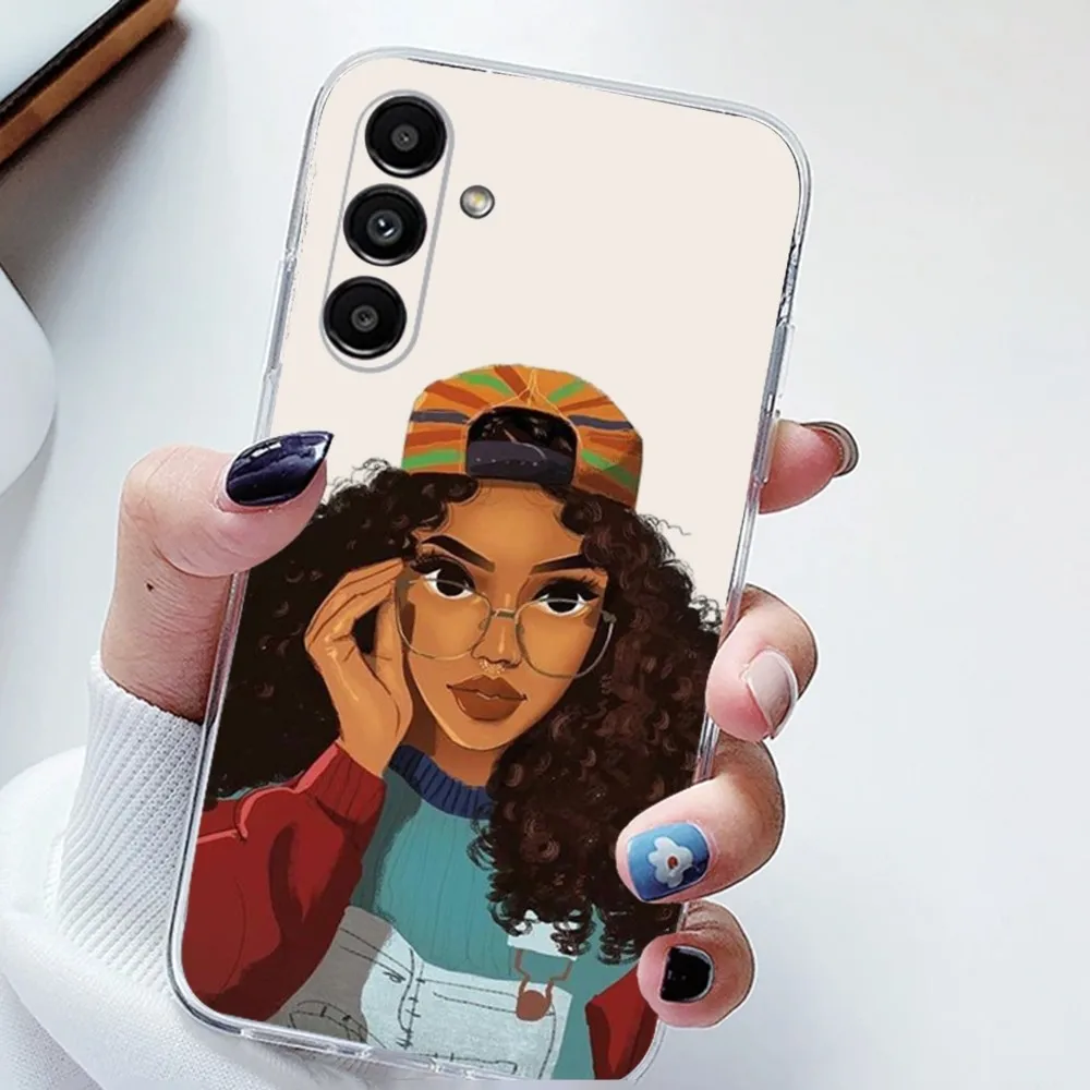 Черный чехол для телефона Melanin Poppin с Африканской девушкой Samsung Galaxy A71 70 52 51 40 31 A50 30S