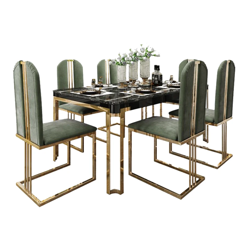 

Luxury Marble Dining Table and Chair Combination Modern Rectangular High-End Slate Dining Table