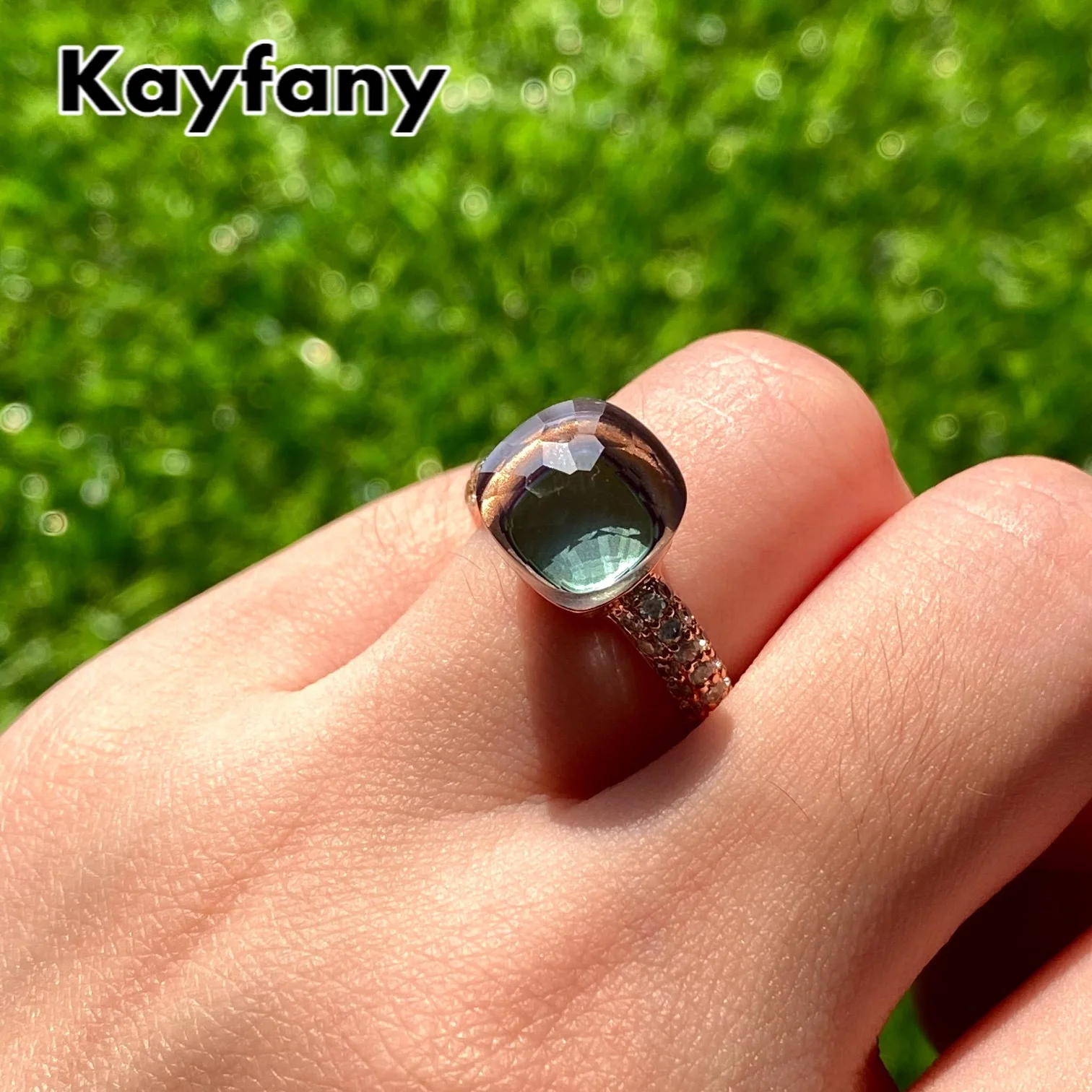 

Pomellato Water Droplets Candy Style Ring Purple Crystal Rings For Women 19 Colors Fashion Jewelry Golden Plated Candy Ring