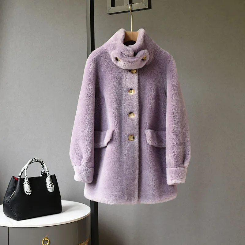 Sheep Shearing Coat Women's Full Wool Fur Real Wool Coat Winter Thickening Warm Coat