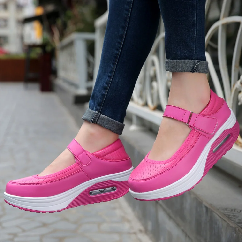 Sneakers Women Trends 202 2023 Spring Hook&Loop Breathable Platform Shoes Large-Sized Female Outdoor Walking Sport Shoes