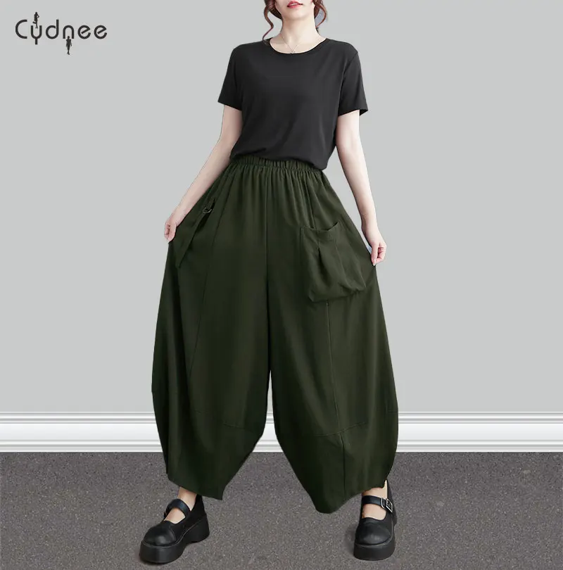 Женские мешковатые брюки повседневные свободные широкие эластичные капри с