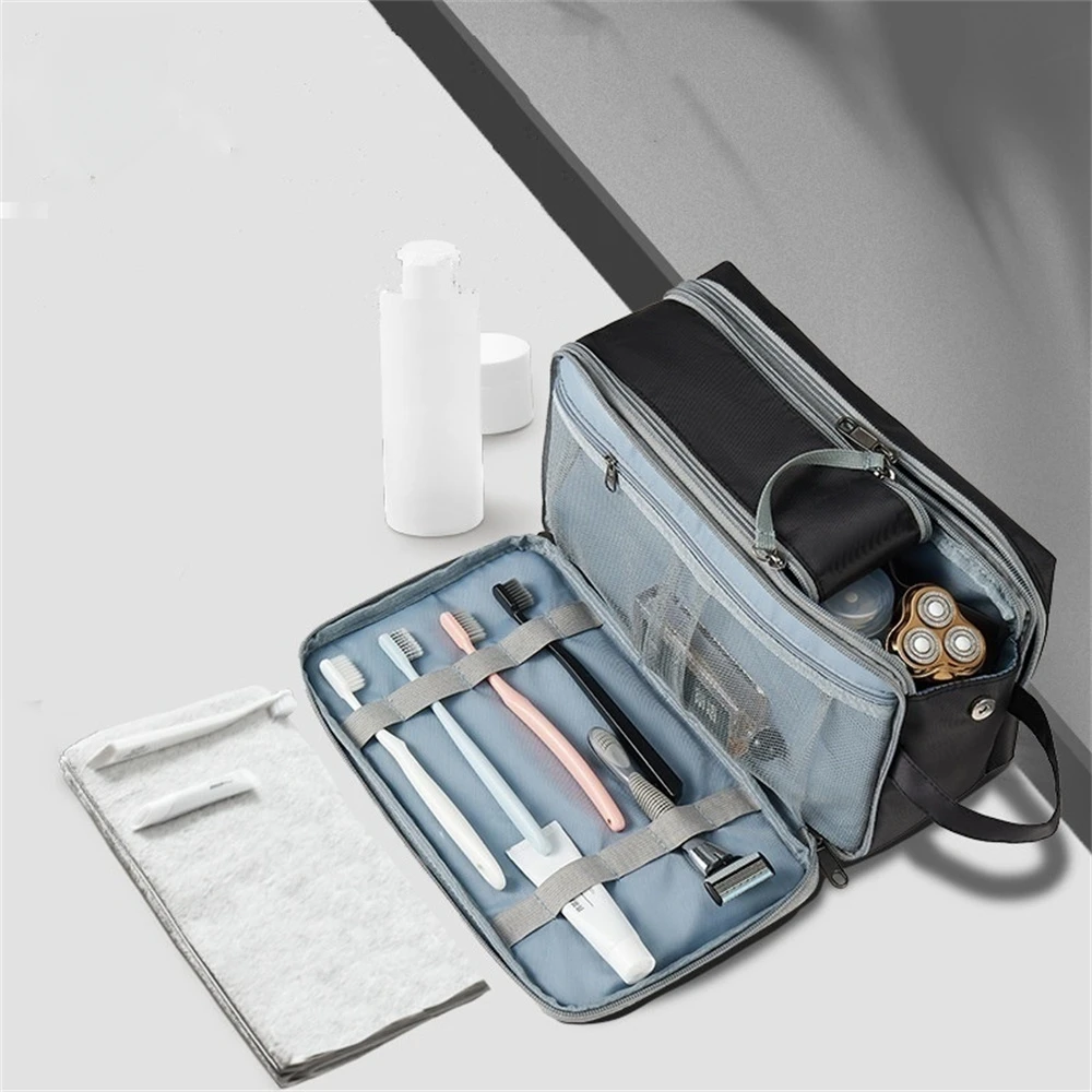 

Large Capacity Toiletries Bag for Convenient Travel Multi-Layer Full Open Makeup Organizer Handheld Cosmetic Storage Bag
